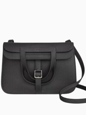 Hermès Halzan 25 Noir Clemence PHW – Stamp 2026 (Brand New Full Set)